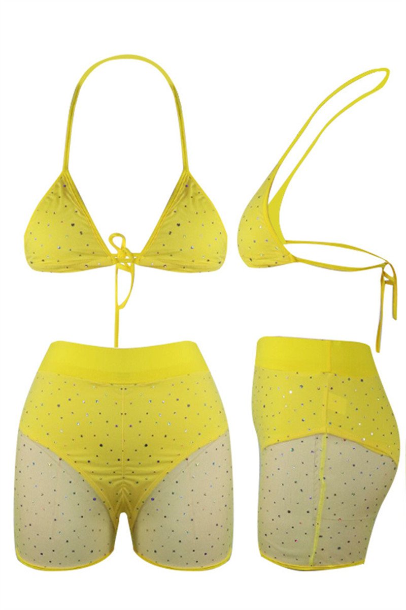 Sequins Net Yarn Splicing Swimwear Sets