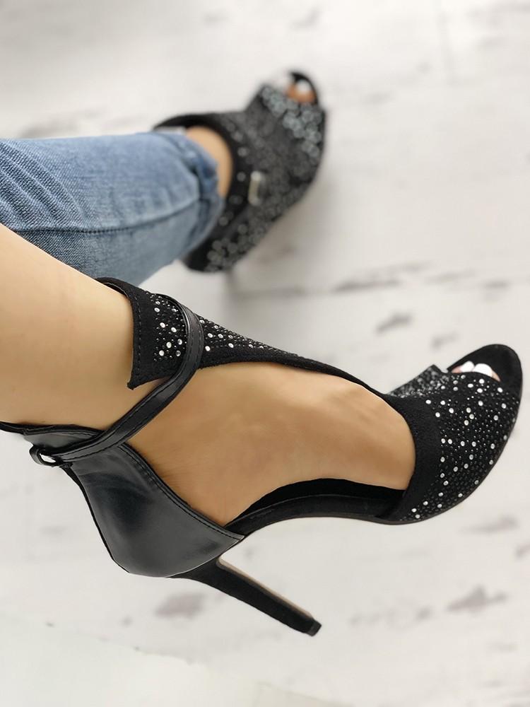 Sequins Pointed Toe Roman Heeled Boots