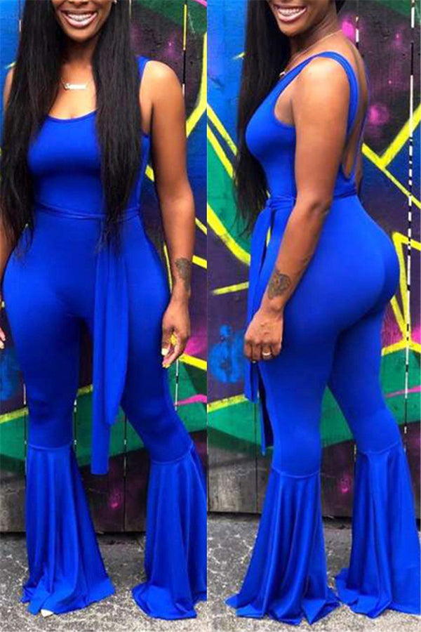 Solid Color Pleated Cami Jumpsuit