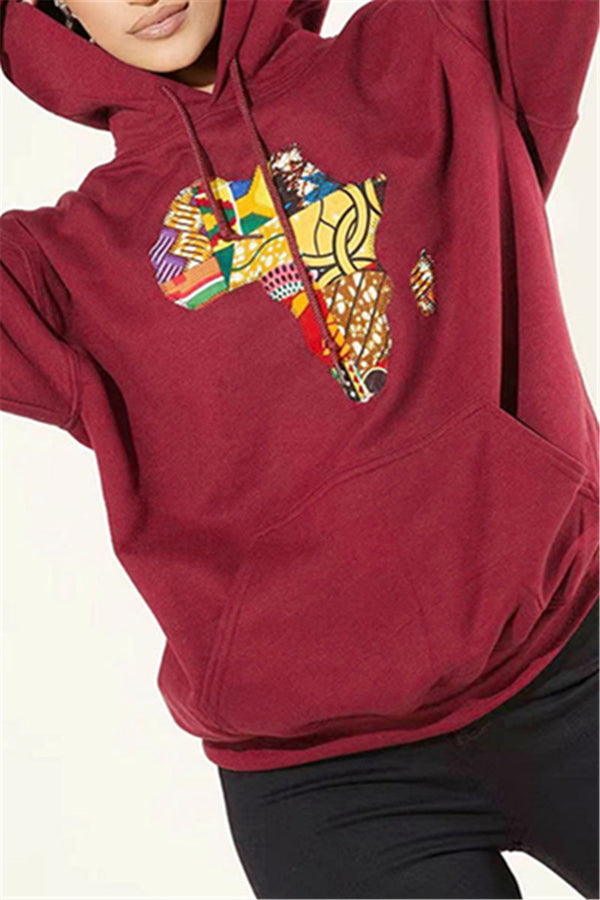 African Map Print Thick Hoodie