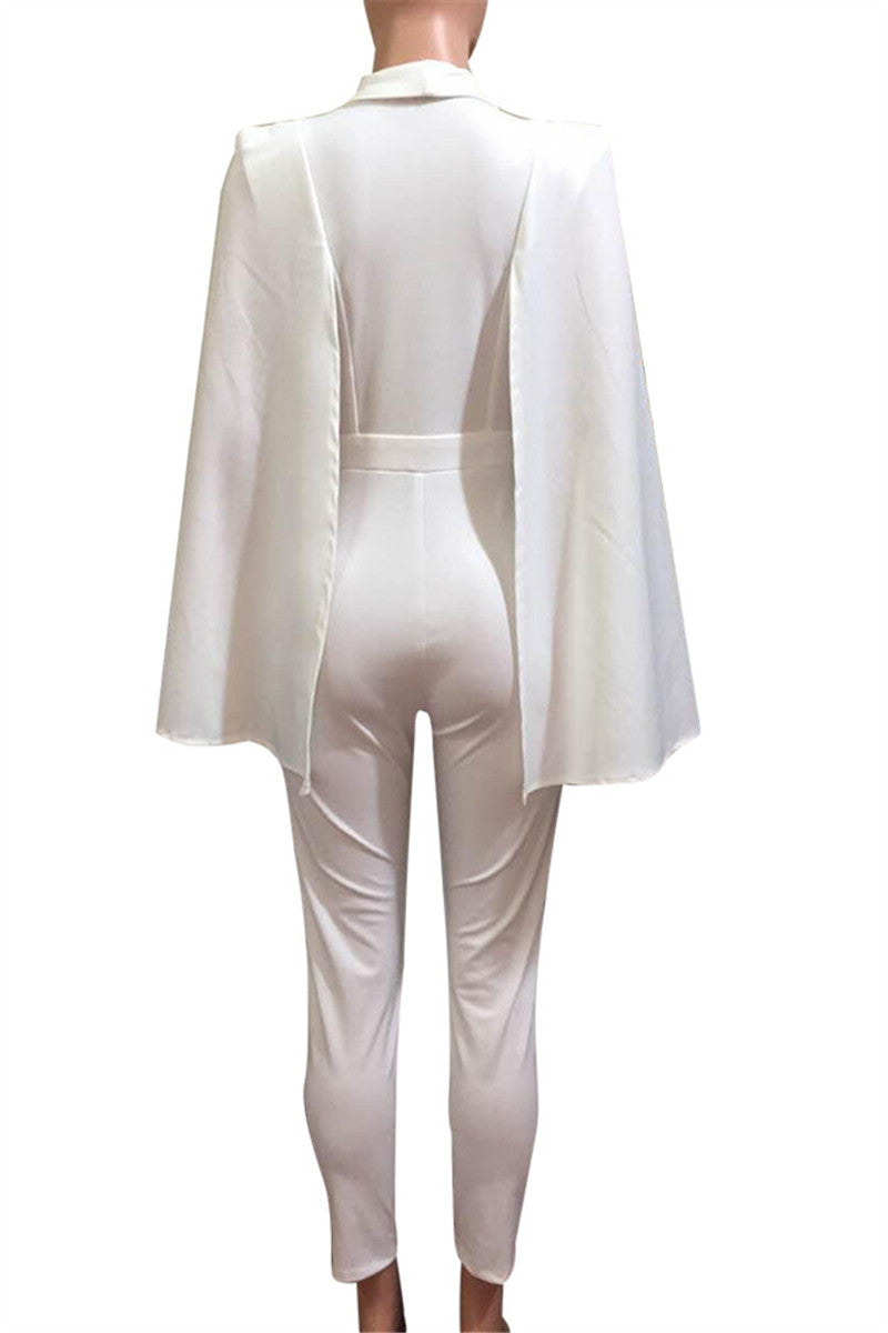 White Cape Jumpsuit