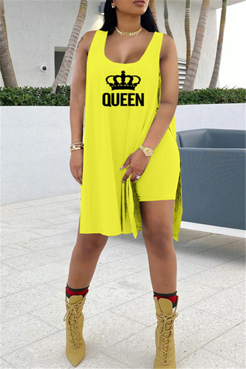Queen Graphic Slit Top & Shorts Set