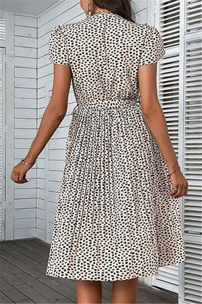 Leopard Print V-Neck Beach Dress with Belt