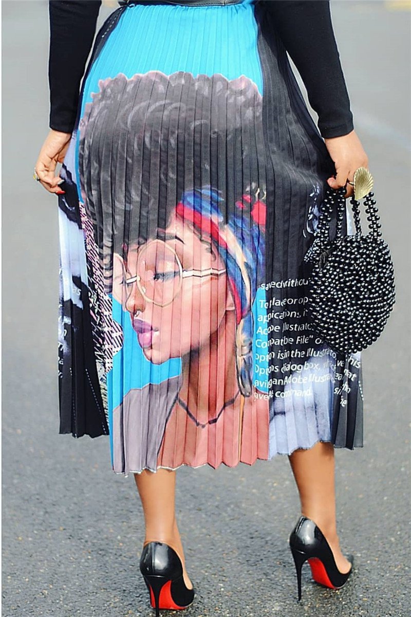 Printed Pleated Fashion Skirt