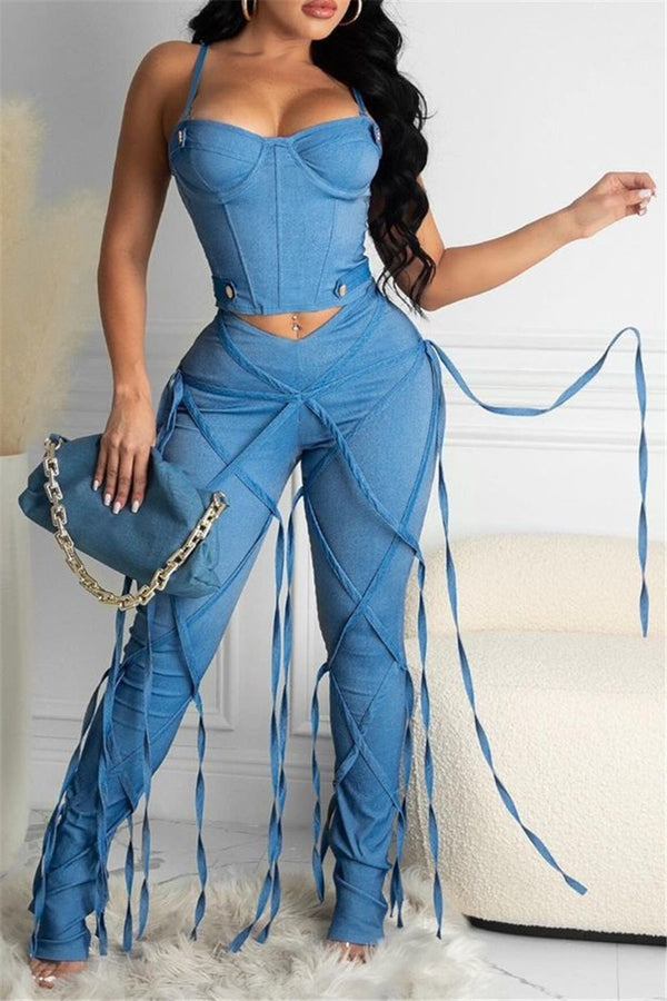 Denim Bandage Bodycon Pants