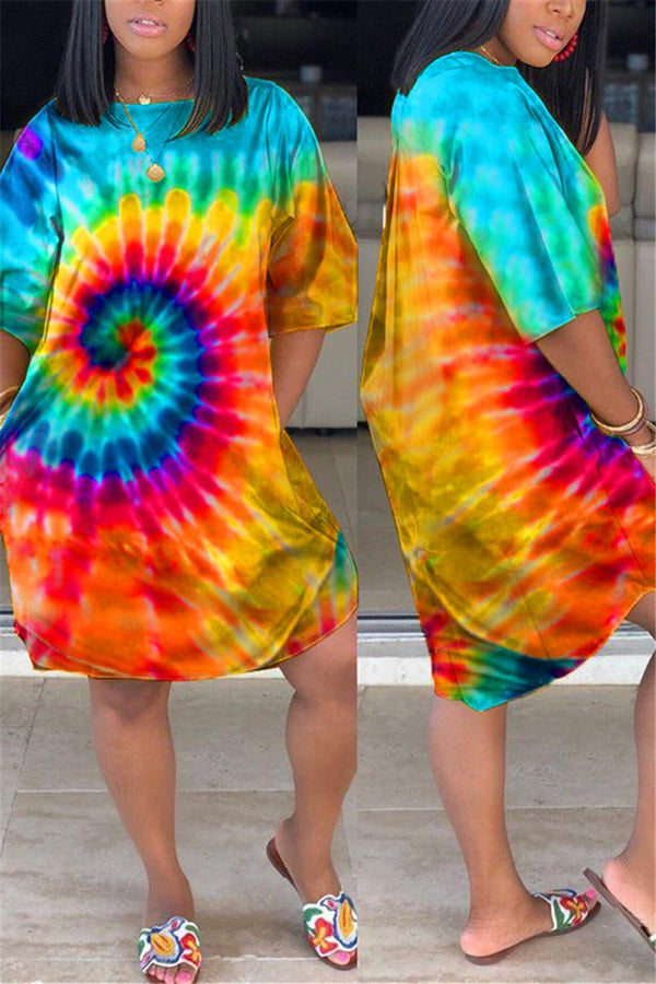 Casual Plus Size Tie Dye Dress - outyfit