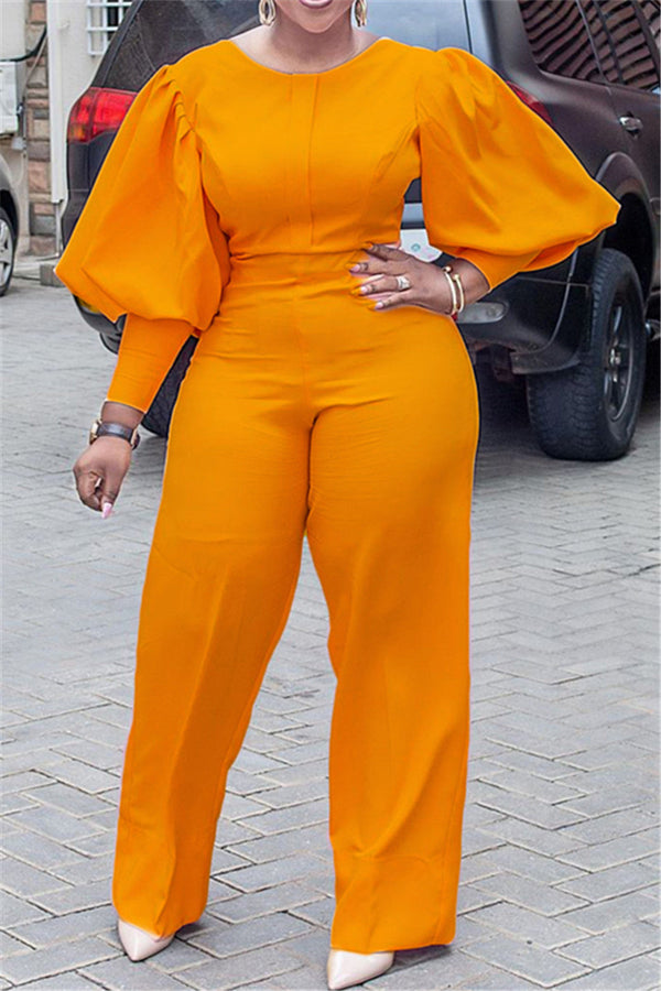 Puff Sleeve Wide Leg Jumpsuit