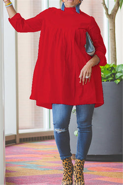 Solid Color Ruched Dress Top