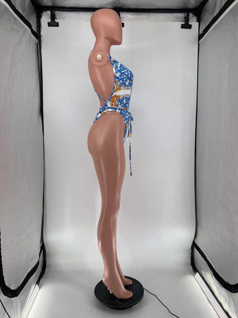 Printed One Piece Swimwear with Shorts and Cover Up Three Piece Sets