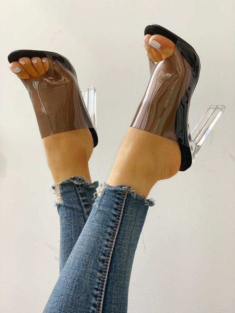 Transparent Strap Peep Toe Sandals