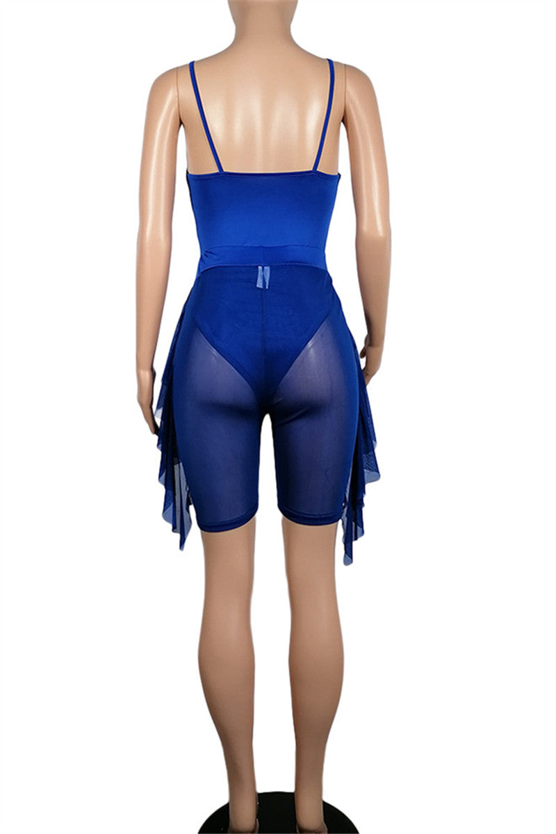 One Piece Swimwear with Net Yarn Cover Up Pants Sets