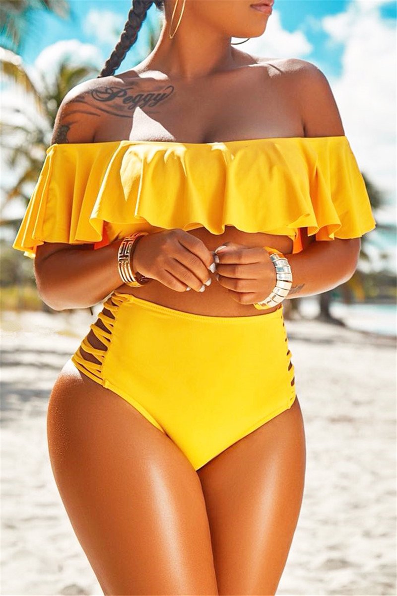 Off-shoulder Ruffle Swimwear