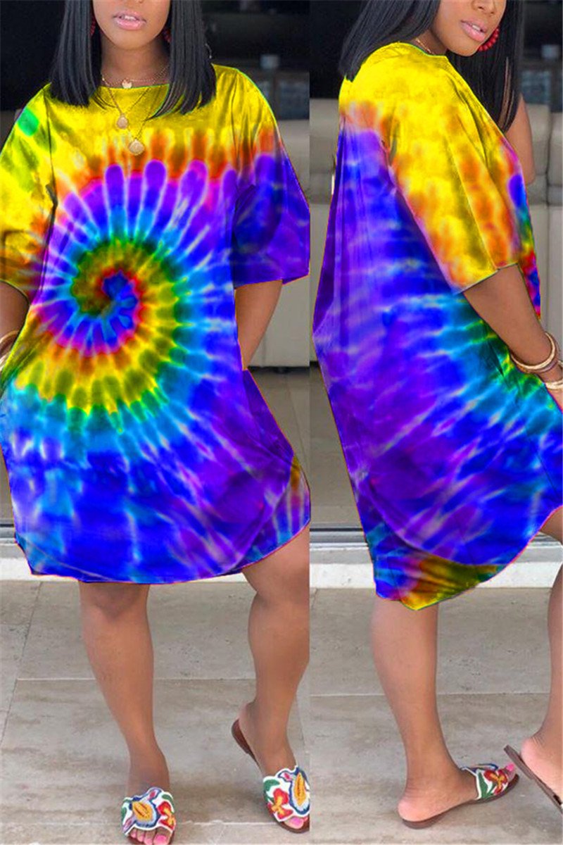 Casual Plus Size Tie Dye Dress - outyfit