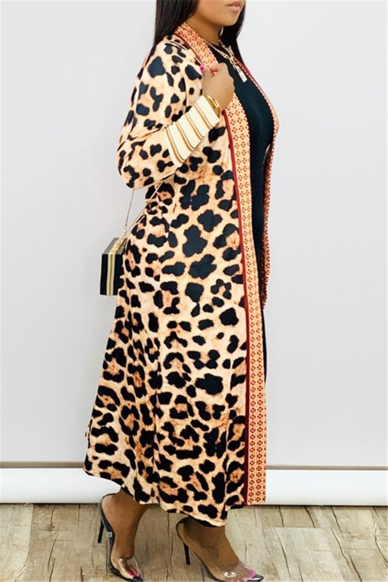 Leopard Printed Cardigan Coat