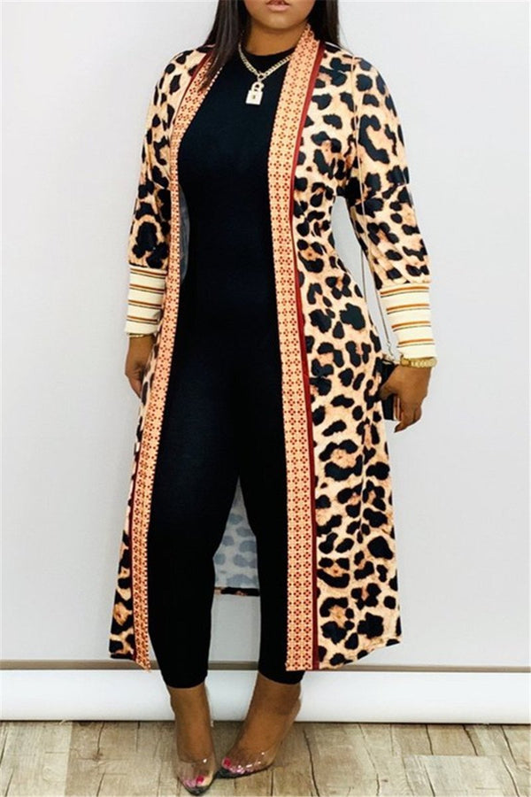 Leopard Printed Cardigan Coat