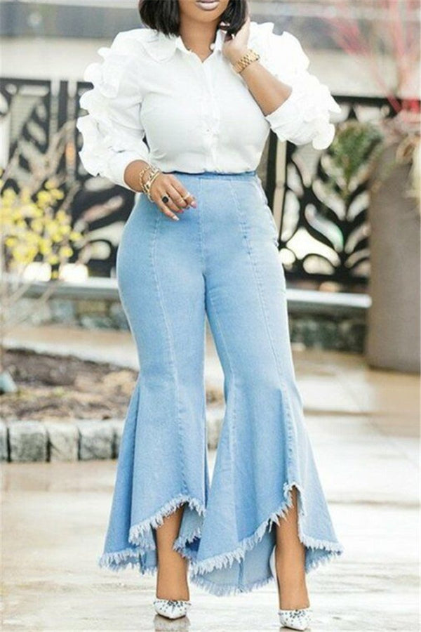 Flounce Flares Denim Pants