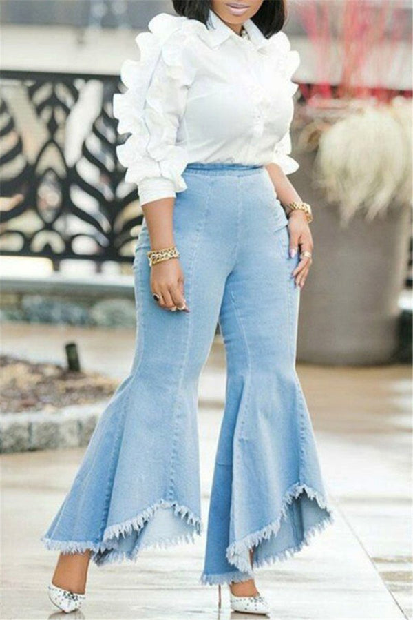 Flounce Flares Denim Pants