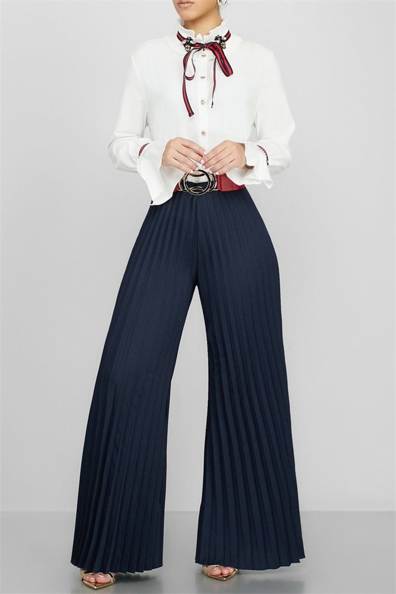 Casual Pleated Wide Leg Pants - outyfit