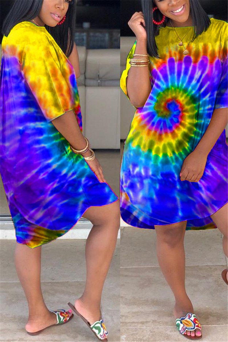 Casual Plus Size Tie Dye Dress - outyfit