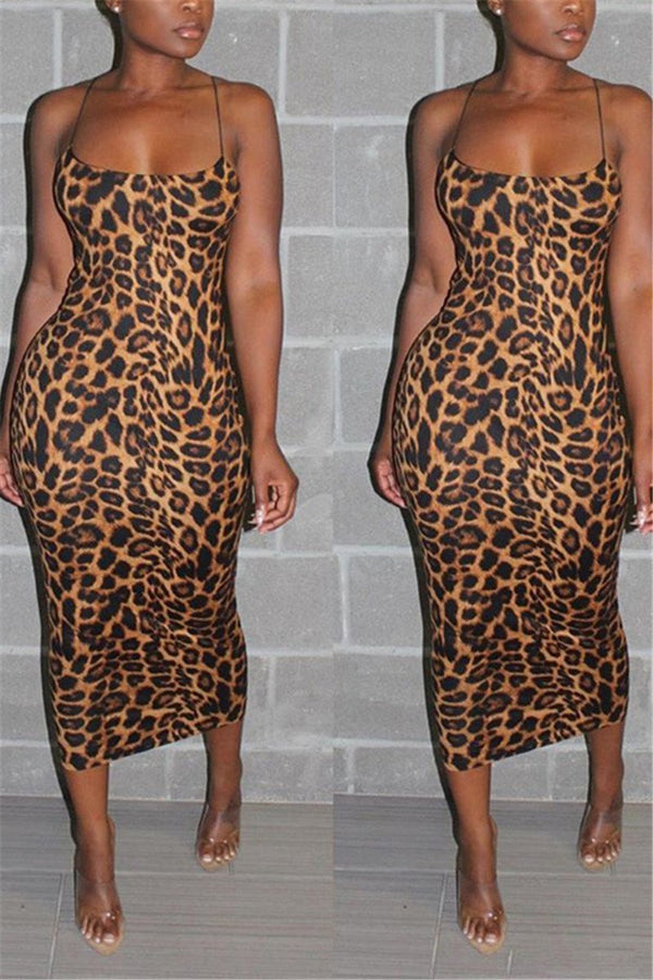 Plus Size Leopard Printed Cami Dress