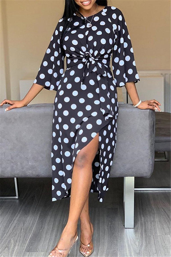 Polka Dot Printed Wrap Dress