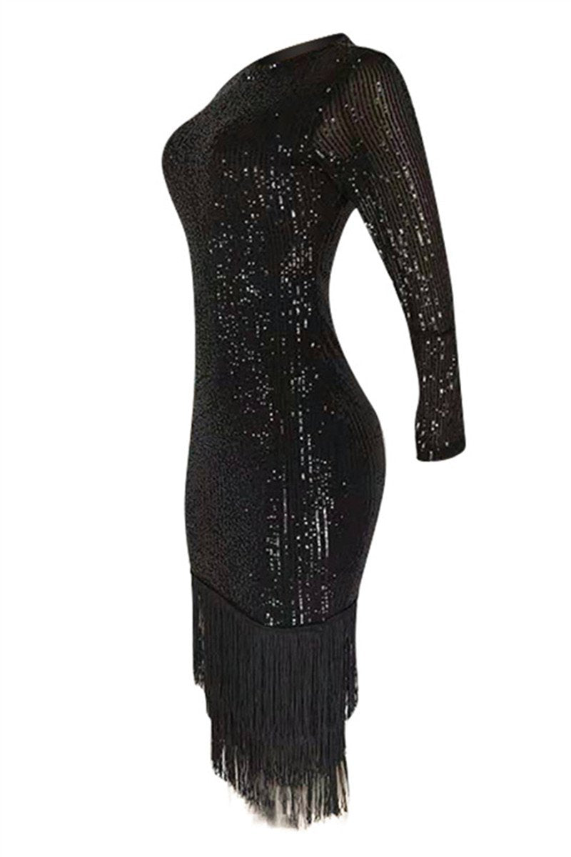 Sequin Tassel Splicing Party Dress