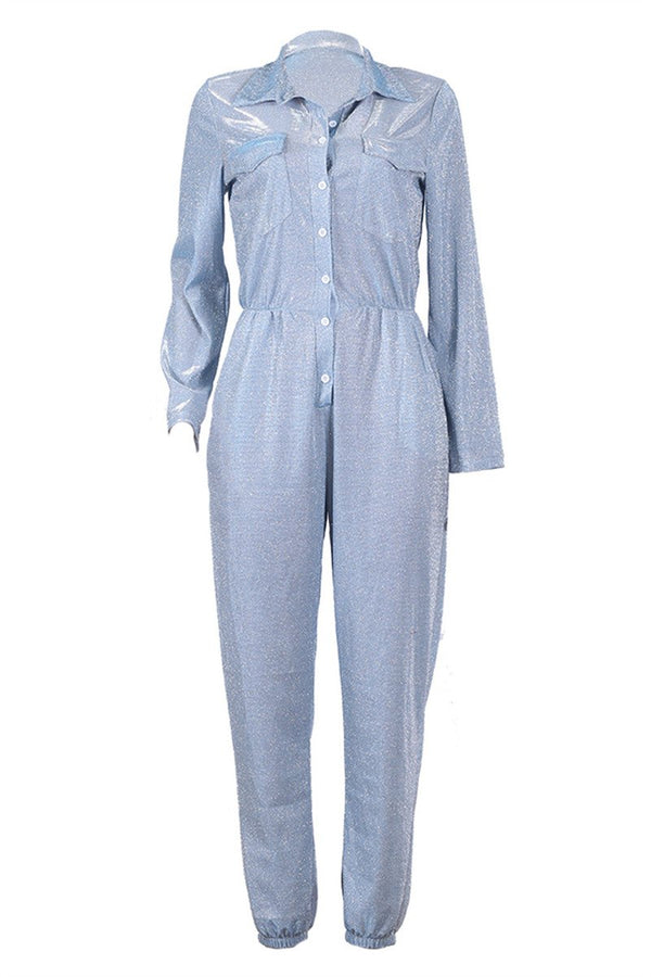 Casual Shining Jumpsuit With Pockets