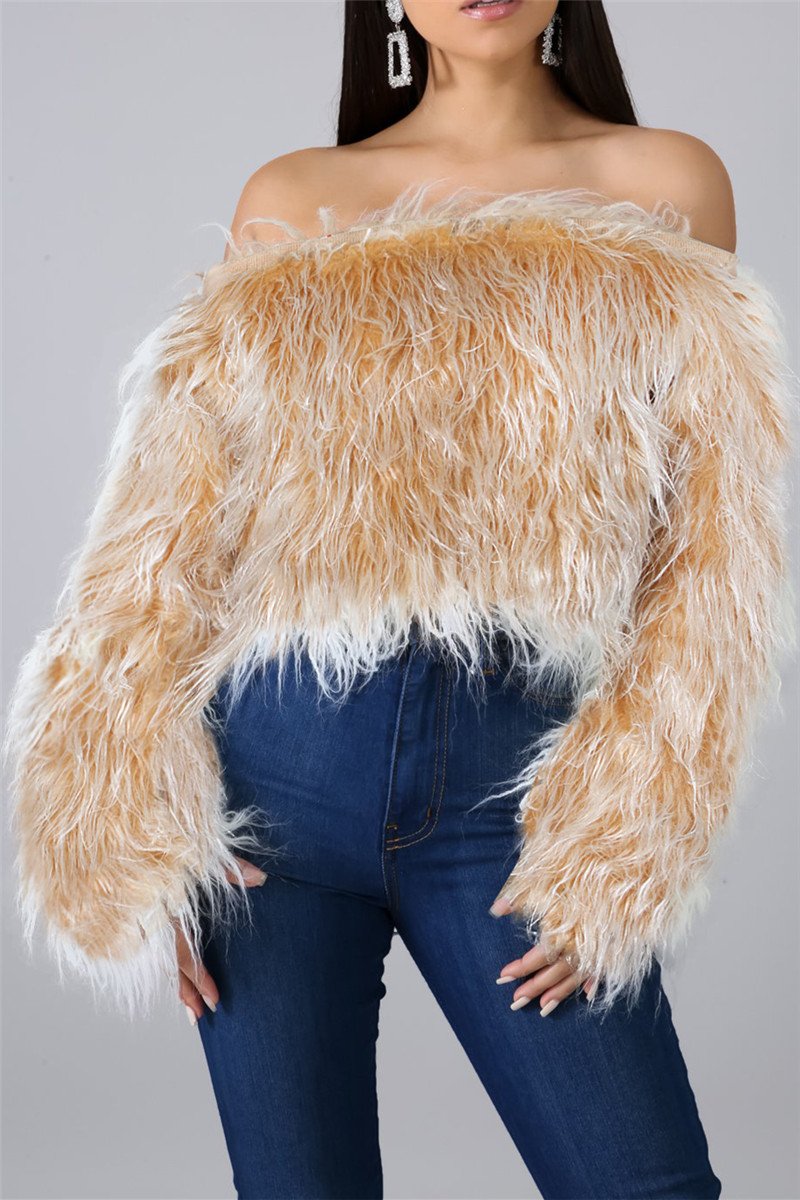 Off Shoulder Color Changing Fur Top