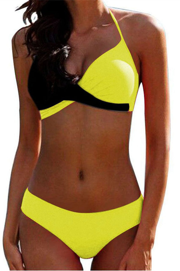 Color Splicing Halted Bikini Sets