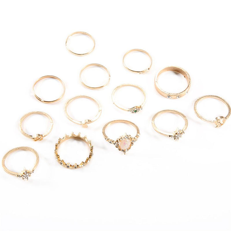 Trendy 13-piece Rhinestone Ring