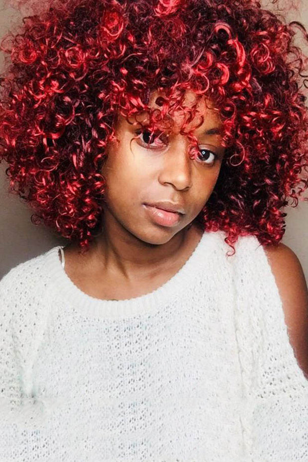 Short Red Small Curly Wigs