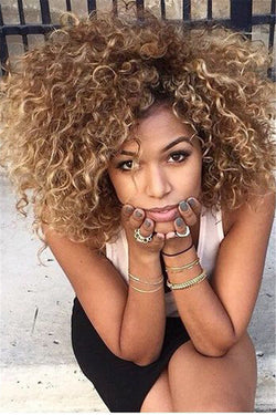 Gold Short Small Curly Wigs