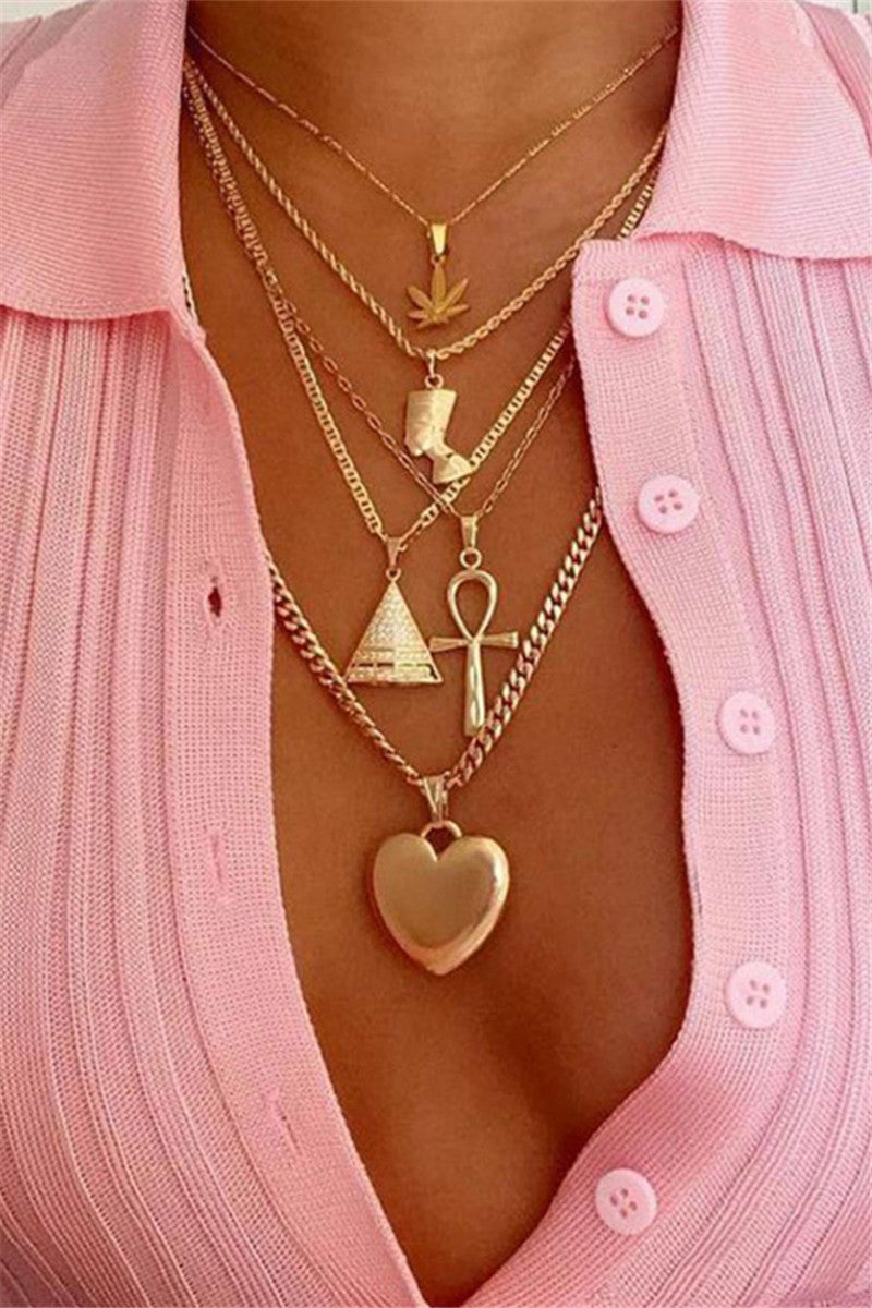 Trendy Layered Heart Shaped Necklace