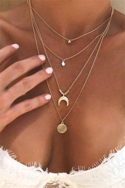 Trendy Layered Moon Shaped Necklace