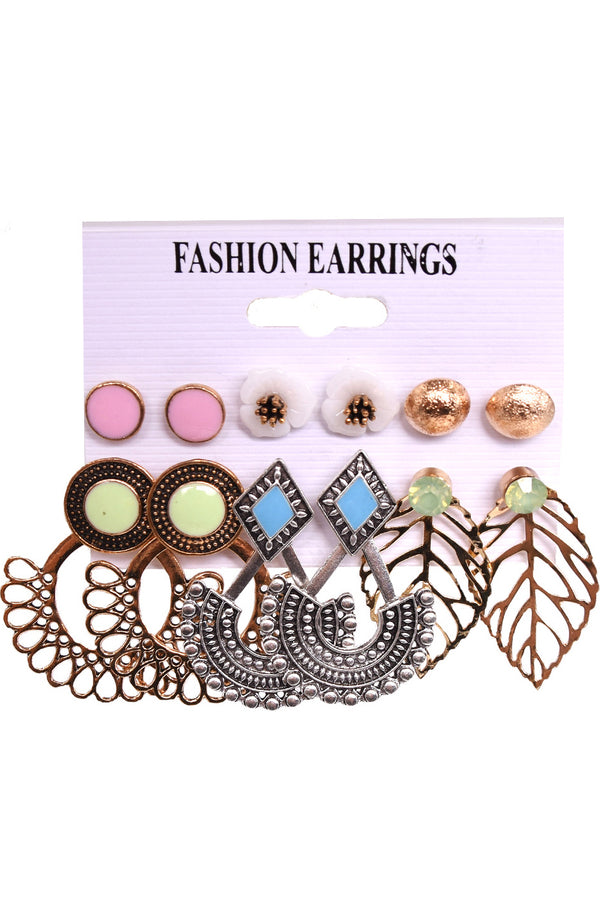 Leaf 6-piece Alloy Earring Sets