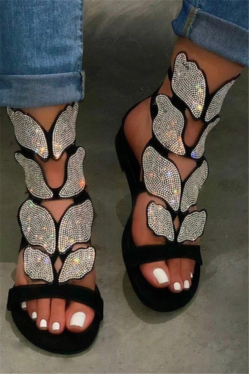 Shining Butterfly Rhinestone Sandals