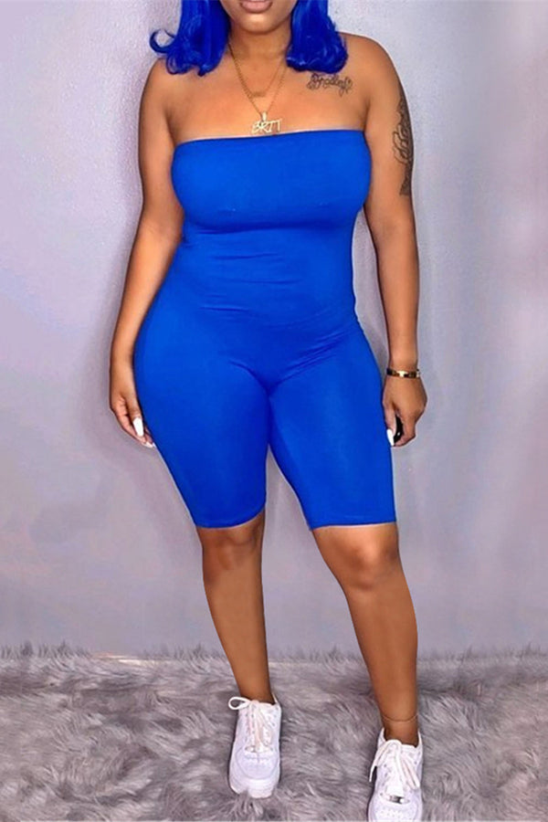 Solid Color Tube Romper