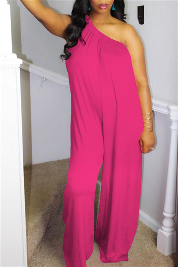 One Shoulder Wide Leg Jumpsuit