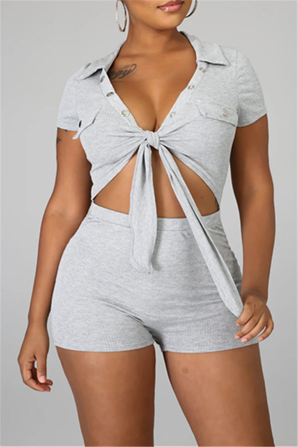 Solid Color Hollow Out Bandage Romper