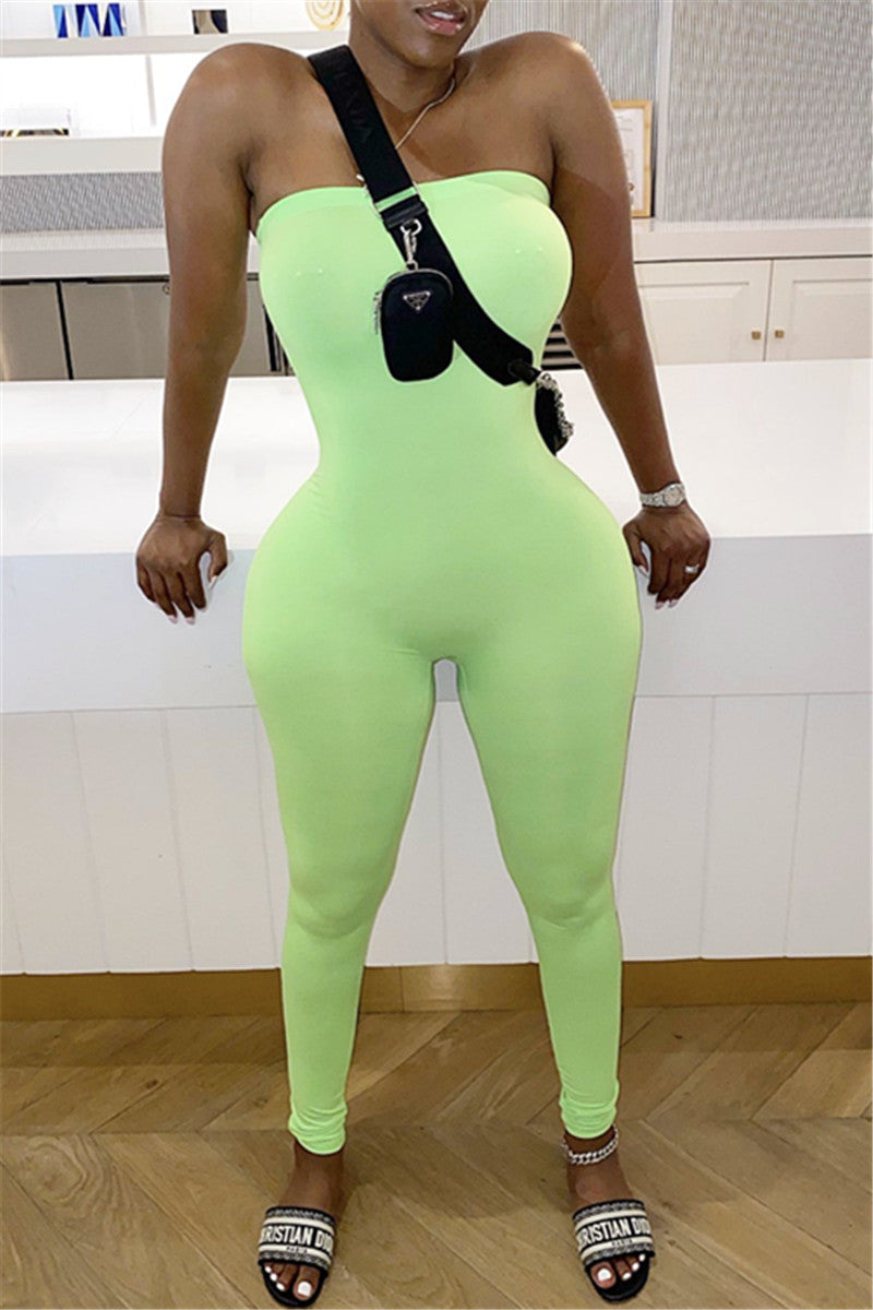 Solid Color Tube Bodycon Jumpsuit