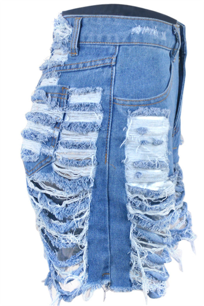 Distressed Denim Shorts