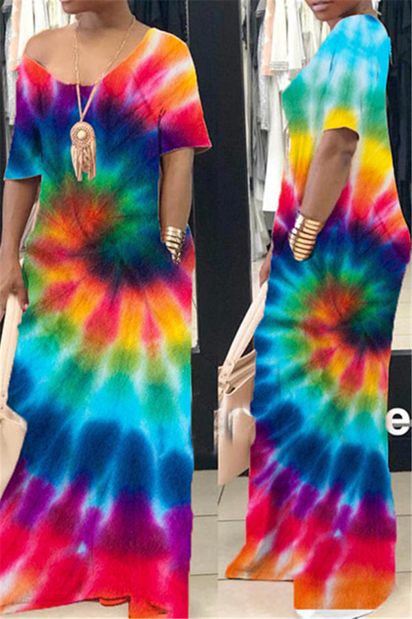 Casual Tie Dye Maxi Dress