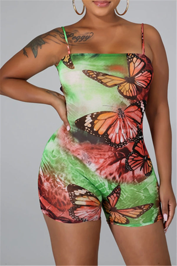 Butterfly Printed Back Bandage Romper