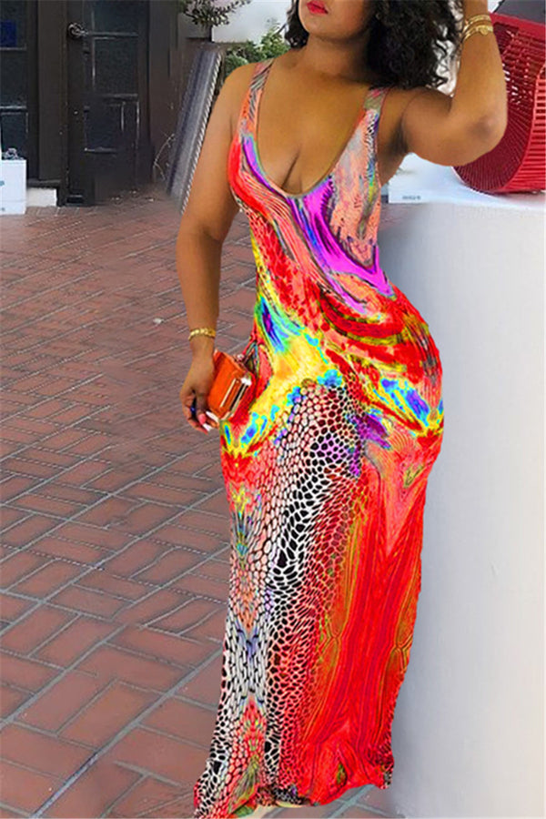 Casual Printed Cami Maxi Dress