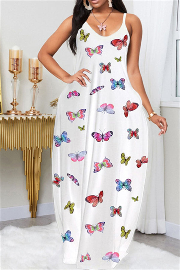 Butterfly Printed Cami Maxi Dress