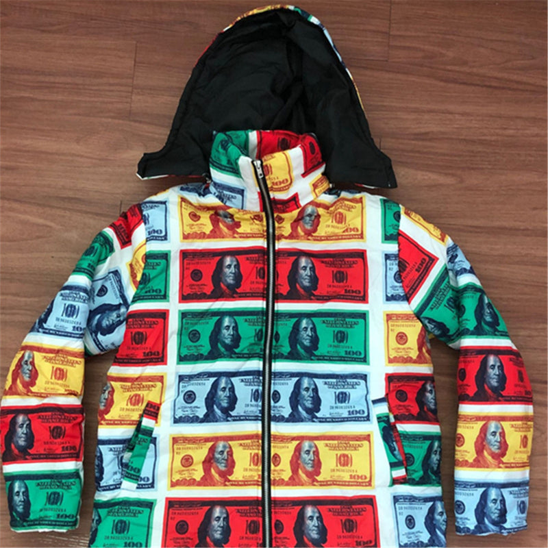 Printed Hooded Puffer Jacket