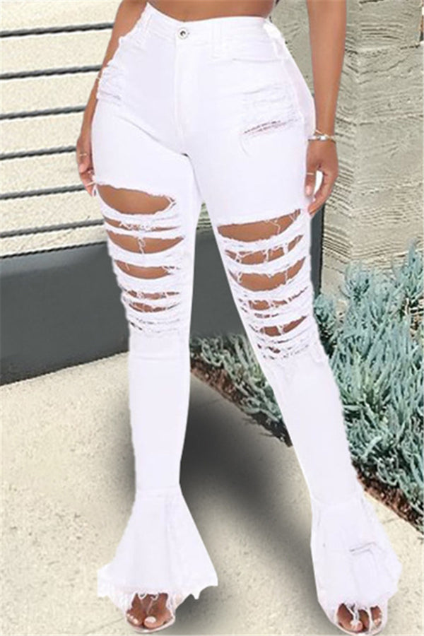 Distressed Flare Denim Pants