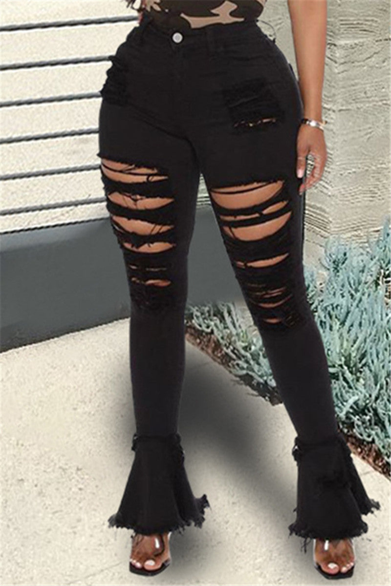 Distressed Flare Denim Pants