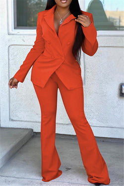 Solid Color Blazer& Pants Sets