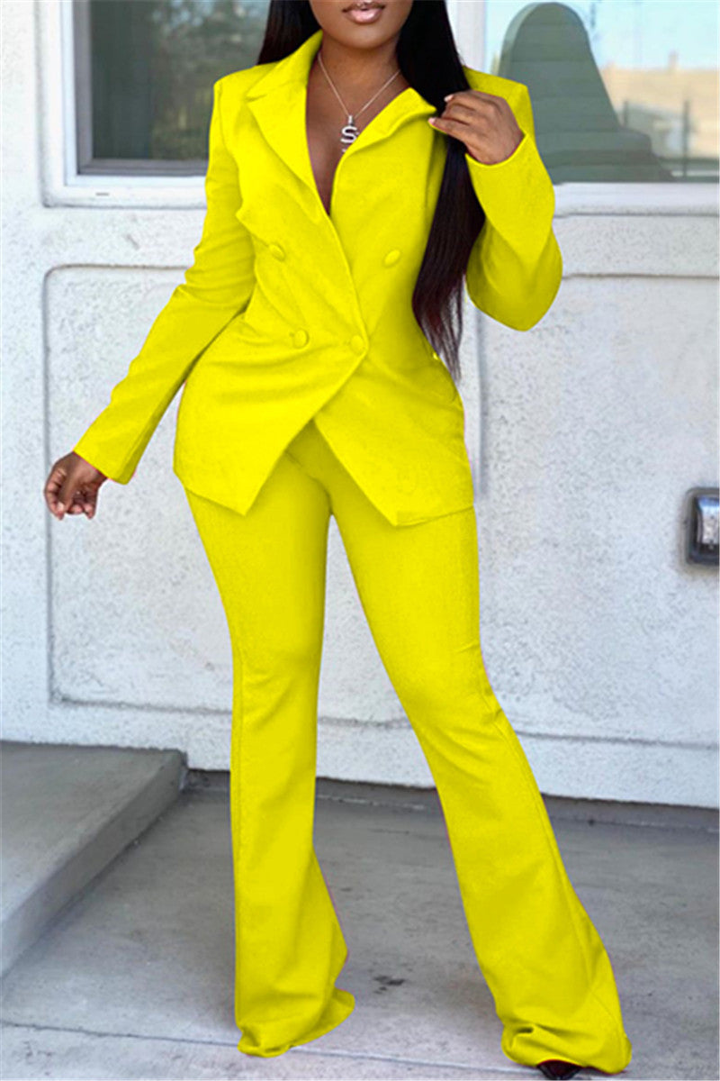 Solid Color Blazer& Pants Sets